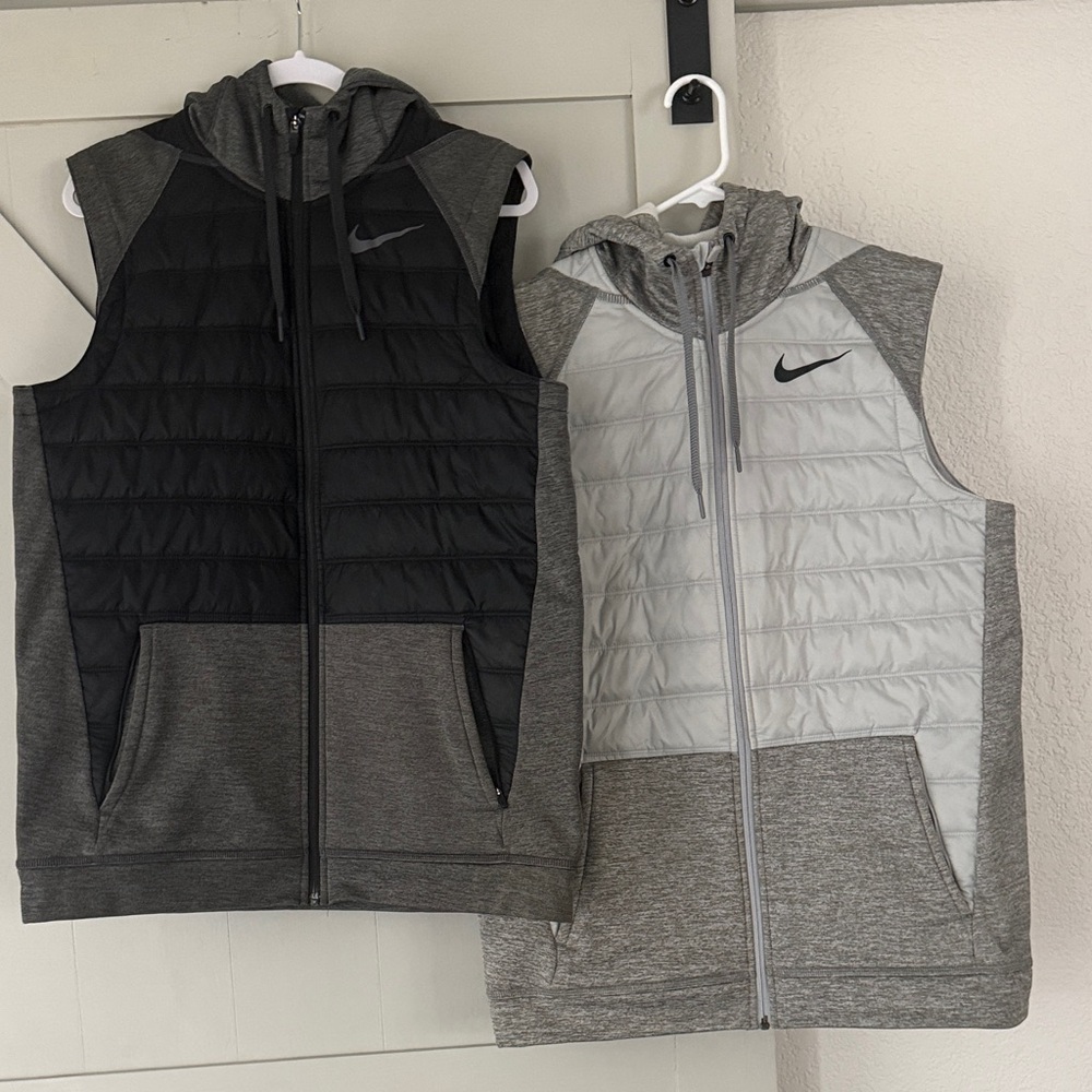 Men’s Nike Hooded Vests in Black and Gray